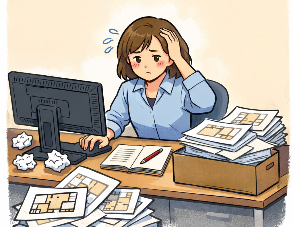 困った女性のイラスト